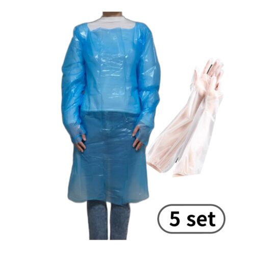 일회용 김장 앞치마 긴팔 김장용 고무 비닐 위생 장갑