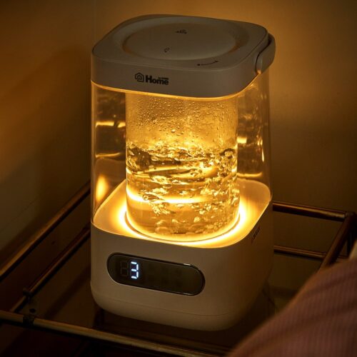 시즌드림 가열식 가습기 대용량 저소음 내열 유리 물멍 투명 글라스 무드등 4L