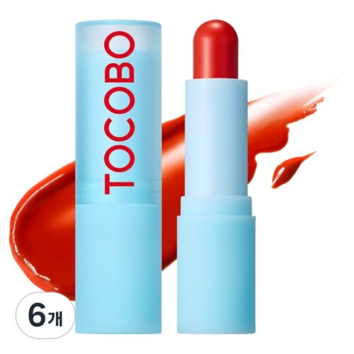 토코보 글래스 틴티드 립밤, 013 탠저린 레드, 3.5g, 6개