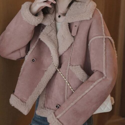 여성 무스탕 코트 가을 겨울 캐주얼 기질 일체형 램스울 잠바 패션 코디 뽀글이 자켓 상의 YHY