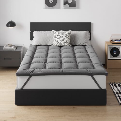 Novilla 통세탁 사계절 휴대용 토퍼 말아 보관/접어 보관 가능, 그레이