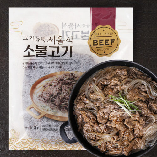[로켓프레시] 고기듬뿍 서울식 소불고기 500g + 전골용육수 80g + 당면 30g 세트 (냉장)