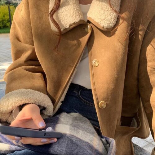 루어스룸 달링 투웨이 리버시블 양면 양털 안감 뽀글이 퍼 카라 무스탕 자켓 코트