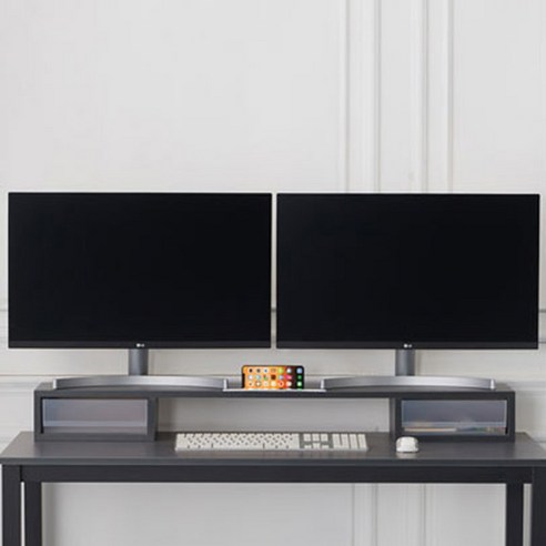 듀얼 모니터 책상, 이젠 깔끔하고 효율적으로! 우드웰 스토리 서랍형 받침대 MT-01 후기