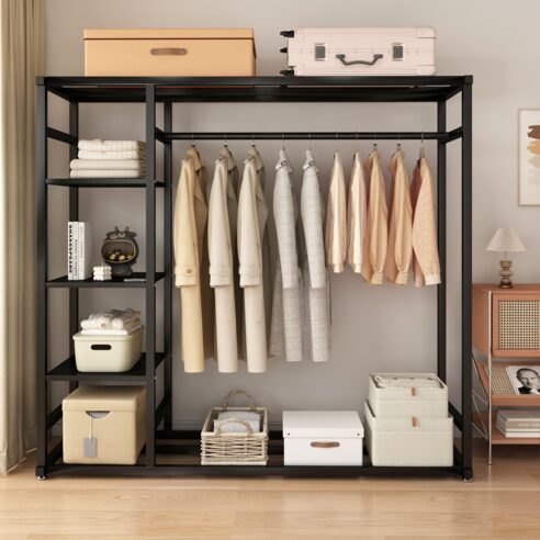 좁은 공간도 완벽 수납! MOFINE 철제 스탠드 드레스룸 행거 활용 후기