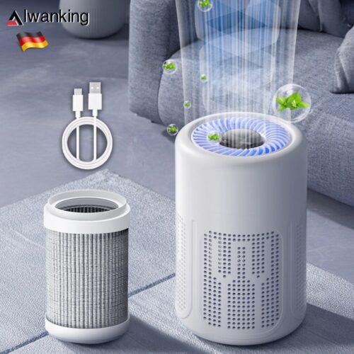 Alwanking 독일 미니 공기청정기 360도 음이온 UV살균 소형 공기청정기 저소음 원룸 가정용