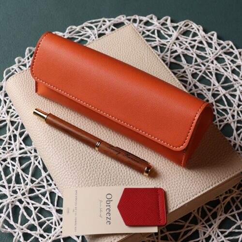 오브리즈 대용량 펜파우치 공방가죽 삼각필통